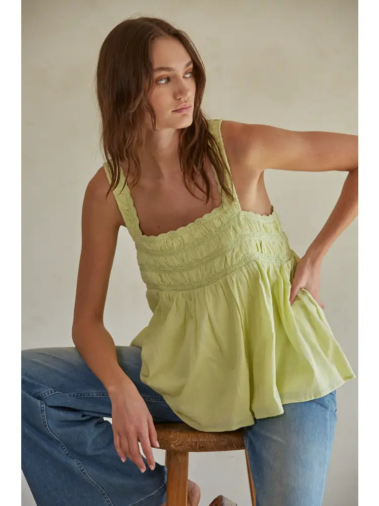 Cotton Square Neck Sleeveless Blouse