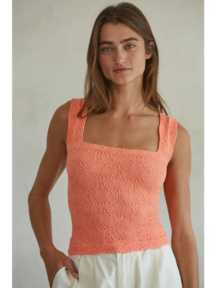 Coral Knit Modal Nylon Spandex Seamless Jacquard Tank