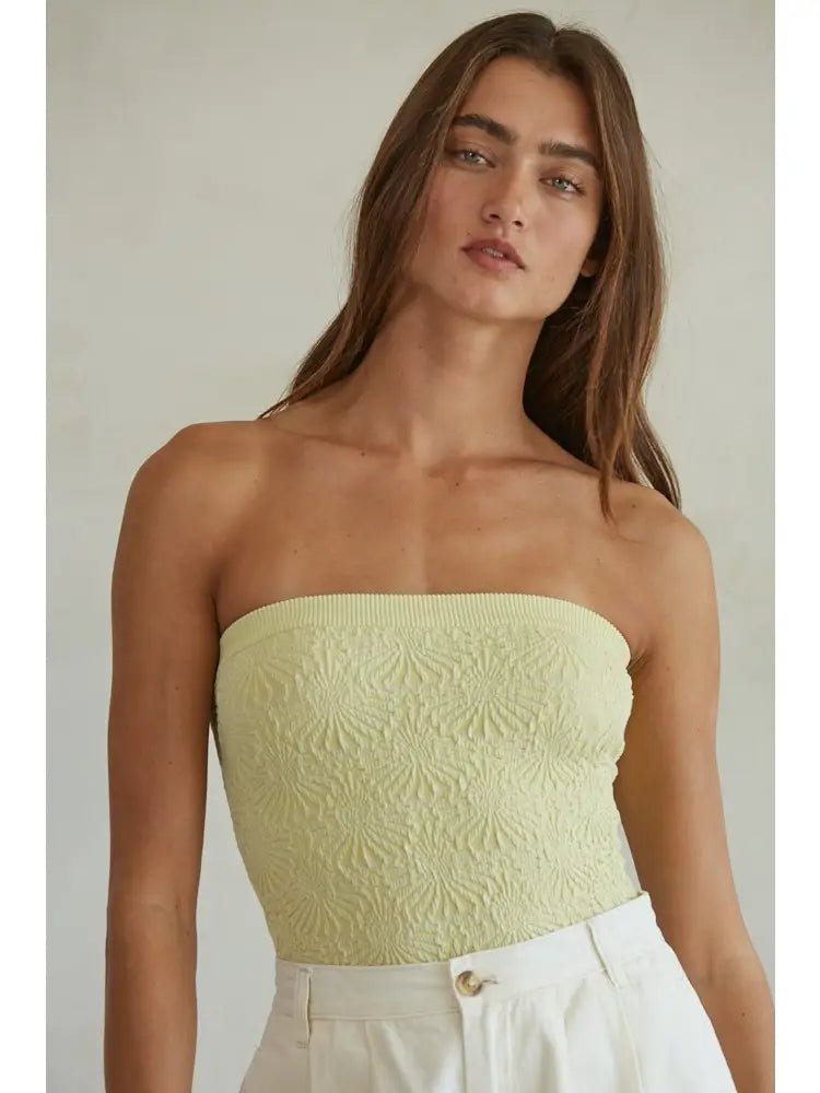 Banana Knit Modal Nylon Spandex Seamless Jacquard Tube Top