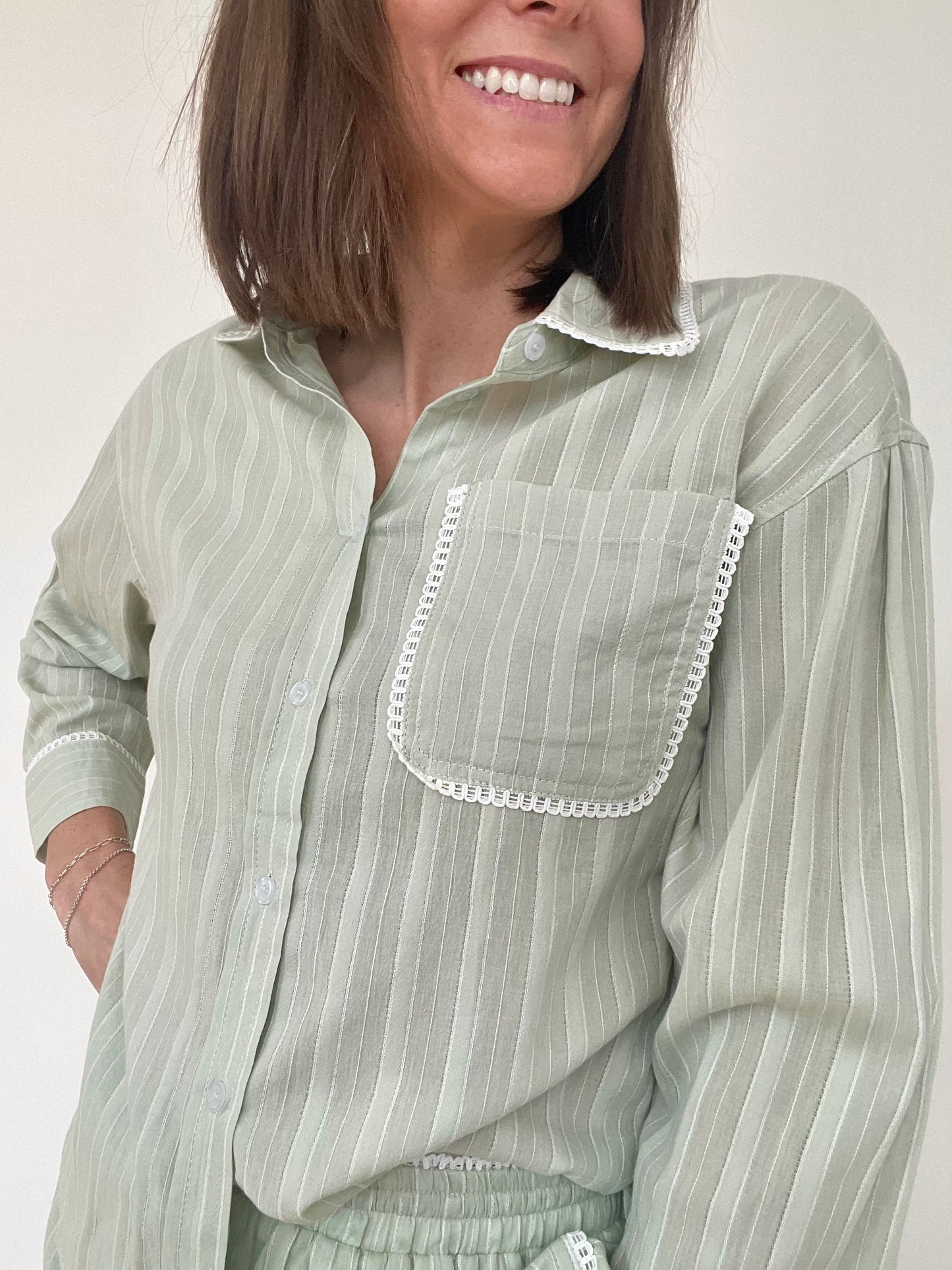 Mint Striped Pajama Set