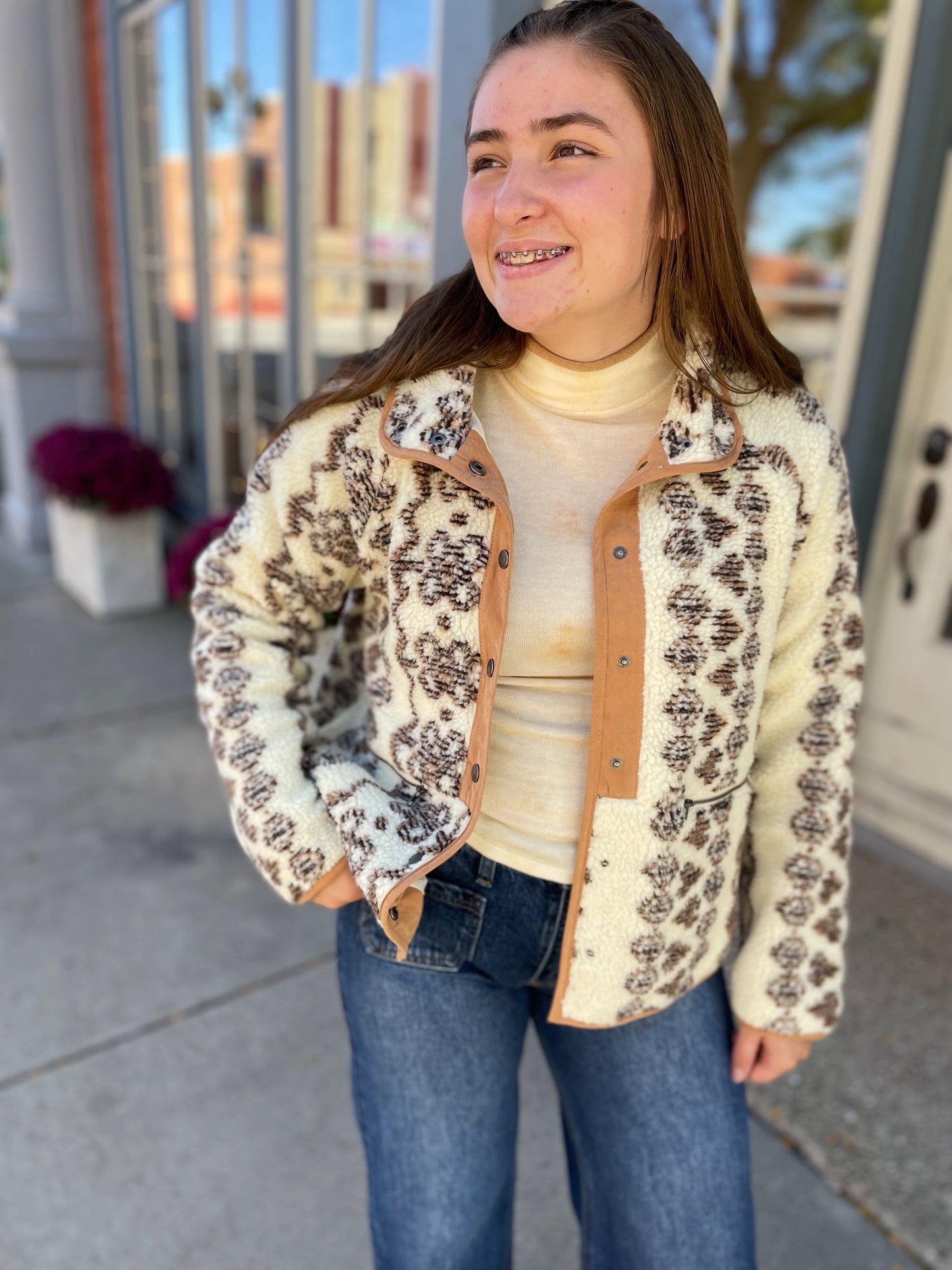 Cream and Cappuccino Aztec Shacket