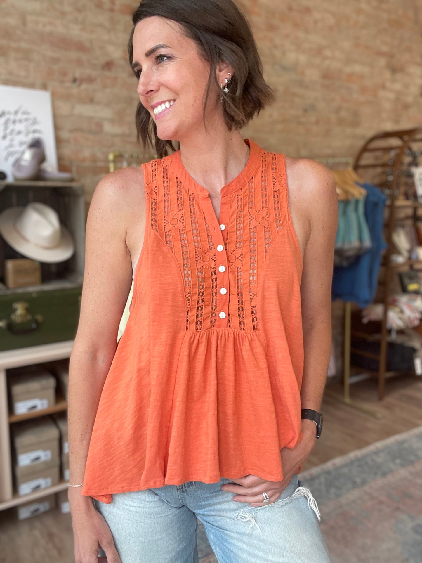 Free People Red Mango Sunkissed Top