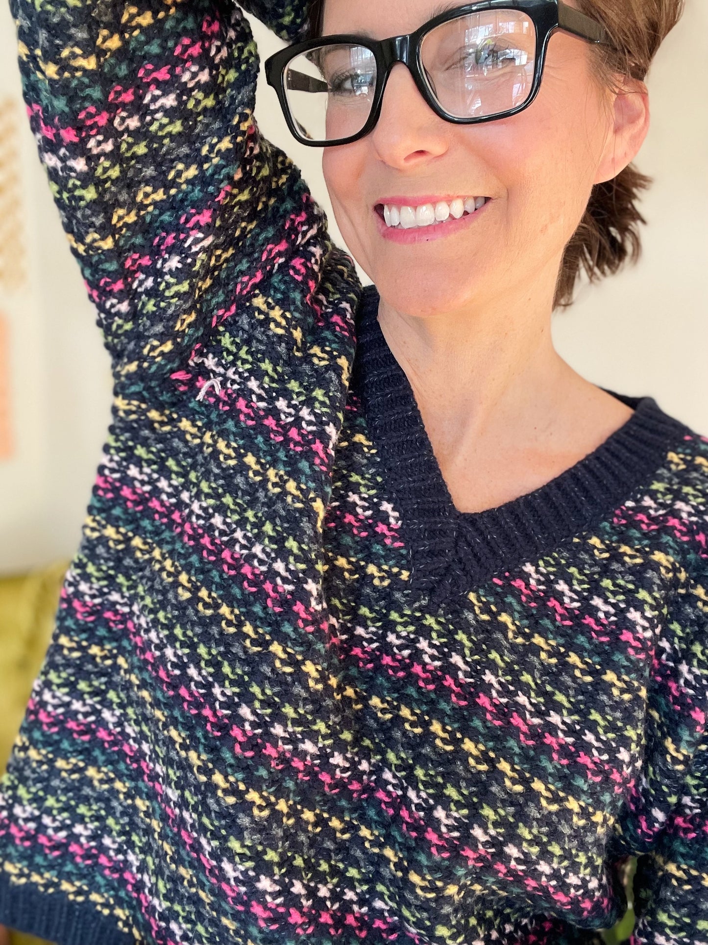 Multi-color Knit Crop Sweater