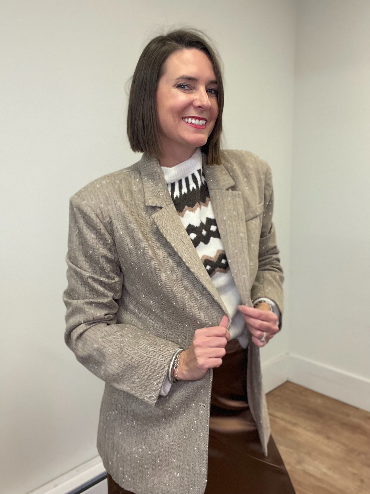 Sand Sparkle Oversized Blazer