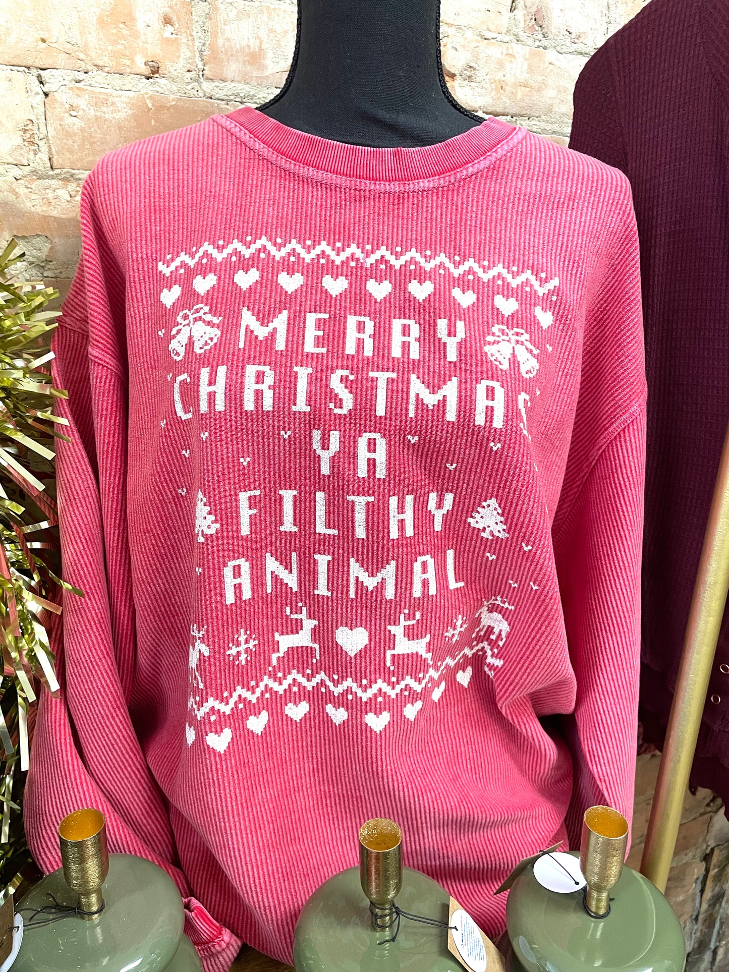 Merry Christmas Thermal Vintage Pullover