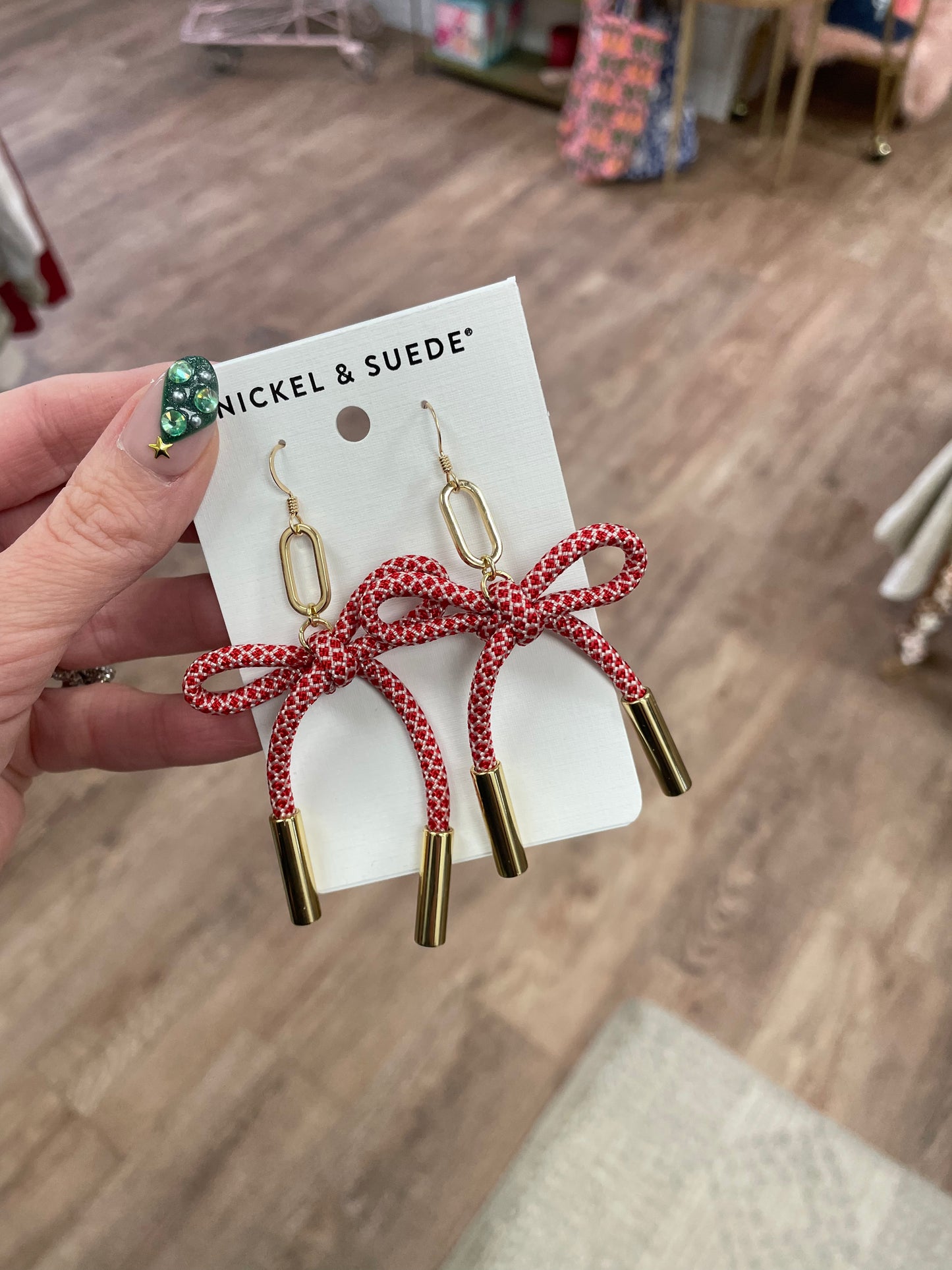 Red and White Simone Cord Earrings
