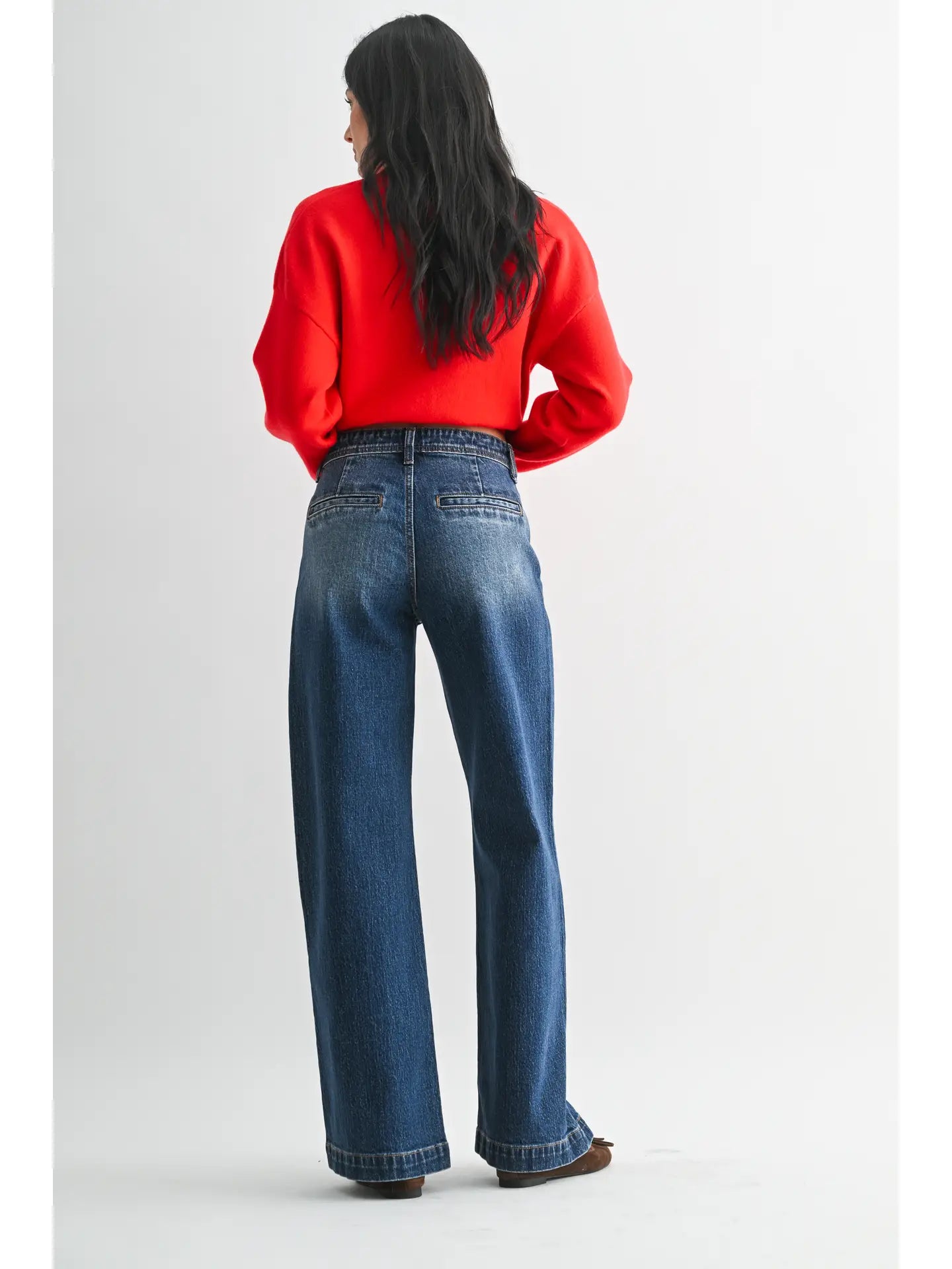 Dark Wash Micro Patch Pocket Wide Leg