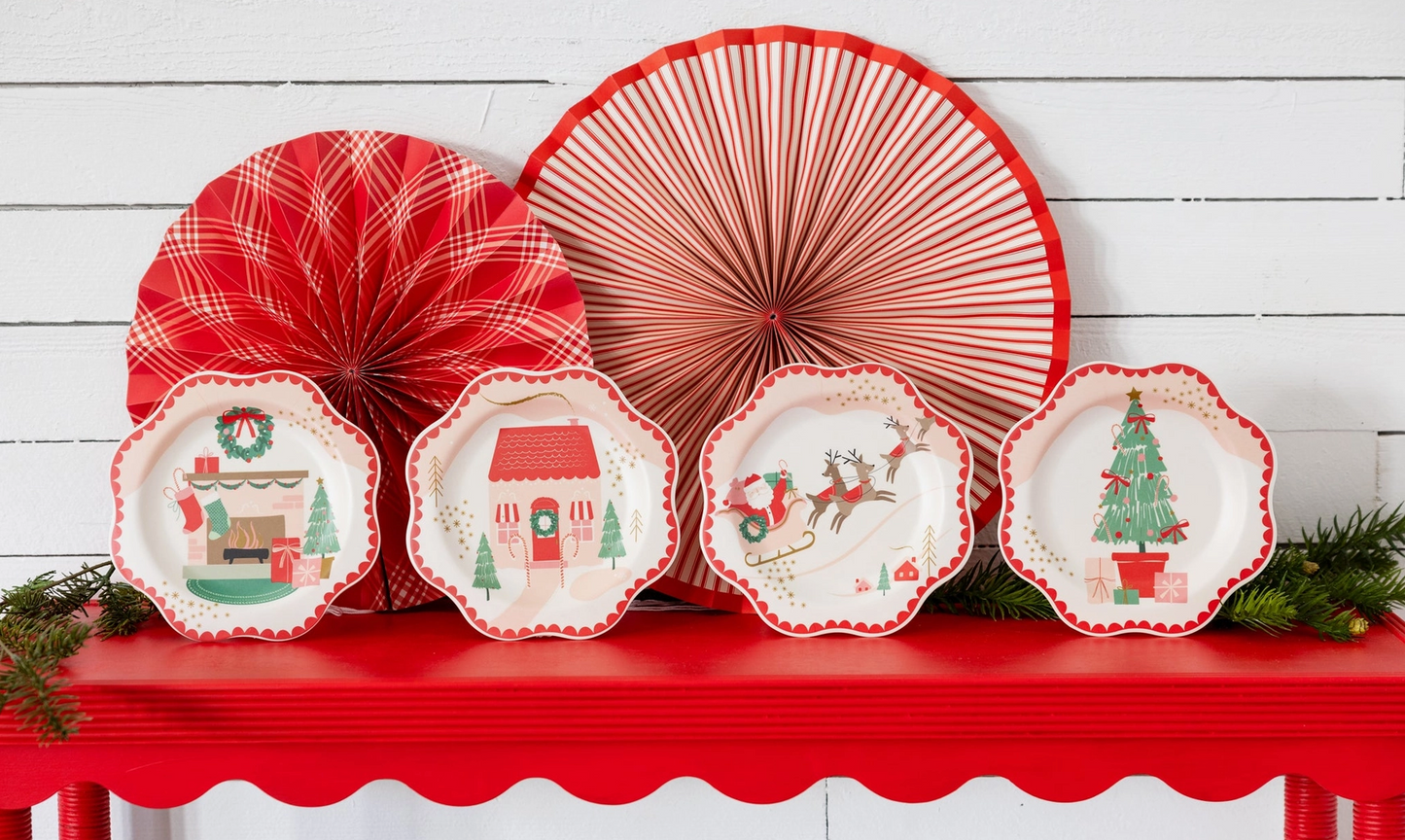 Santa Scenes Bamboo Melamine Plate Set