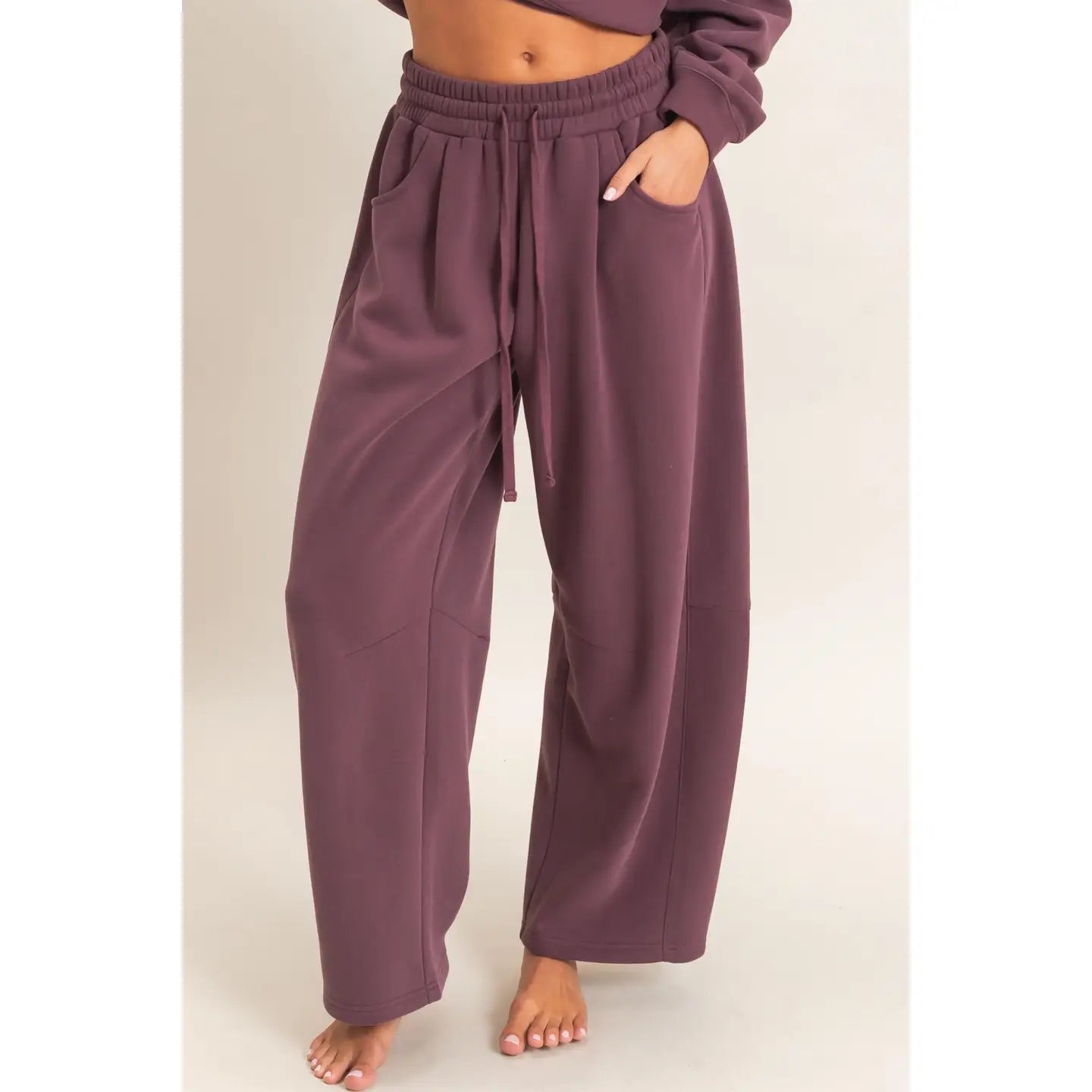 Cocoa Drawstring Waist Barrel Sweatpants