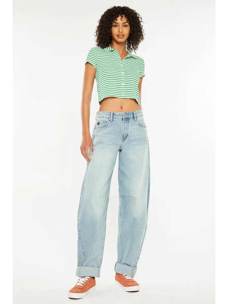 Kan Can Low Slung Horseshoe Denim Jeans