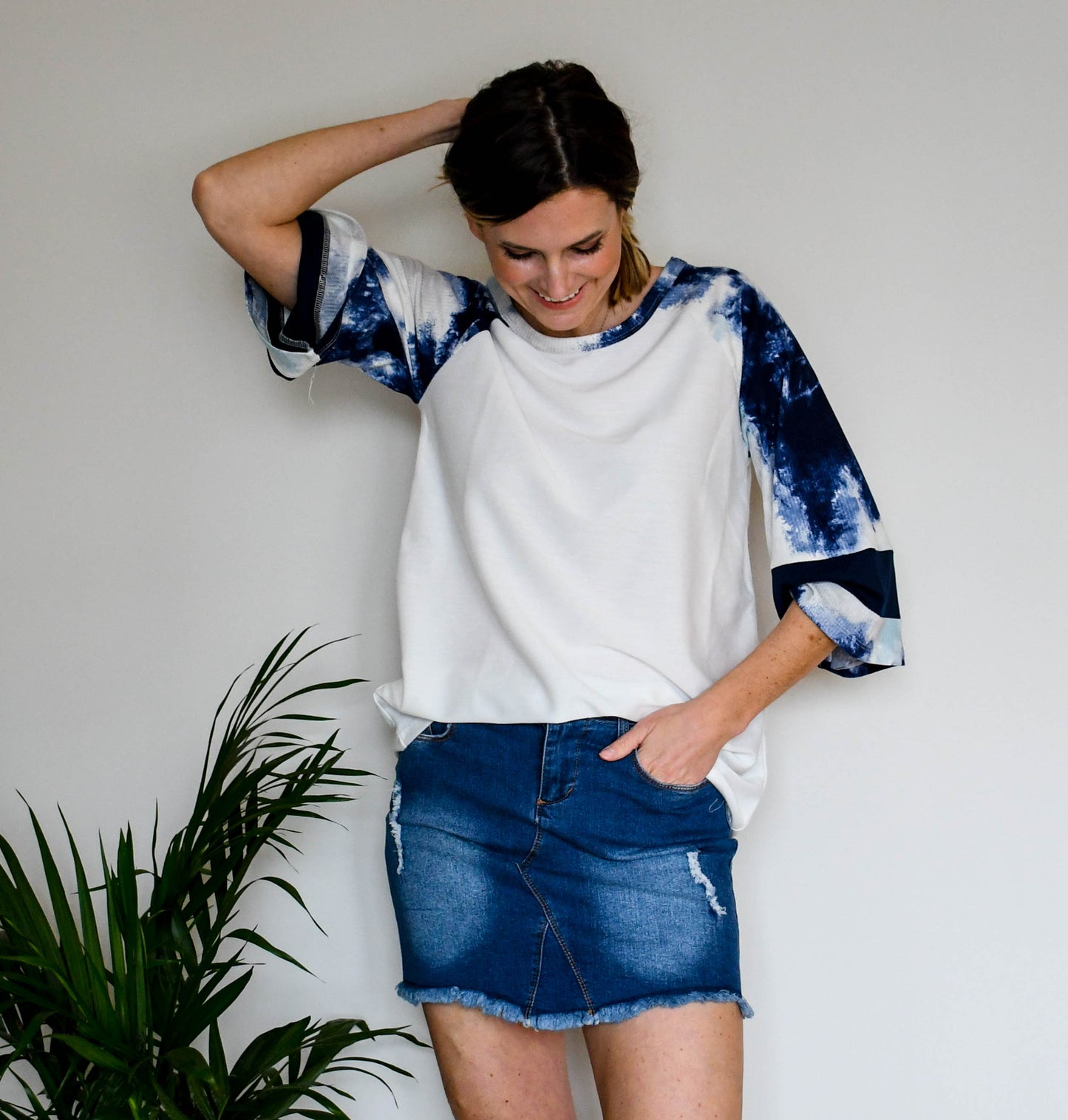 Lightly Distressed Denim Skirt