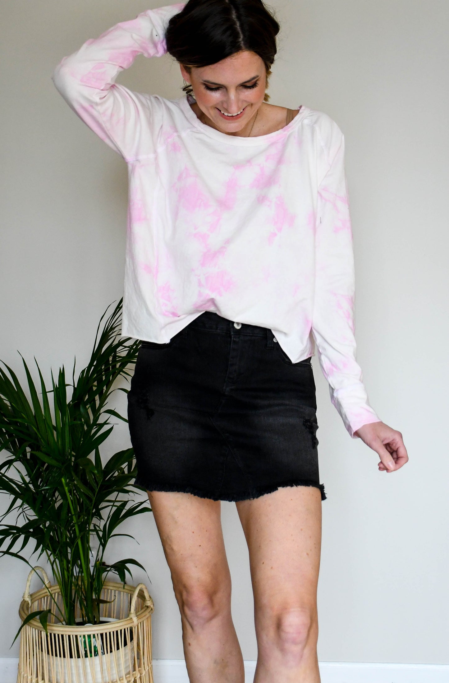 Lightly Distressed Denim Skirt