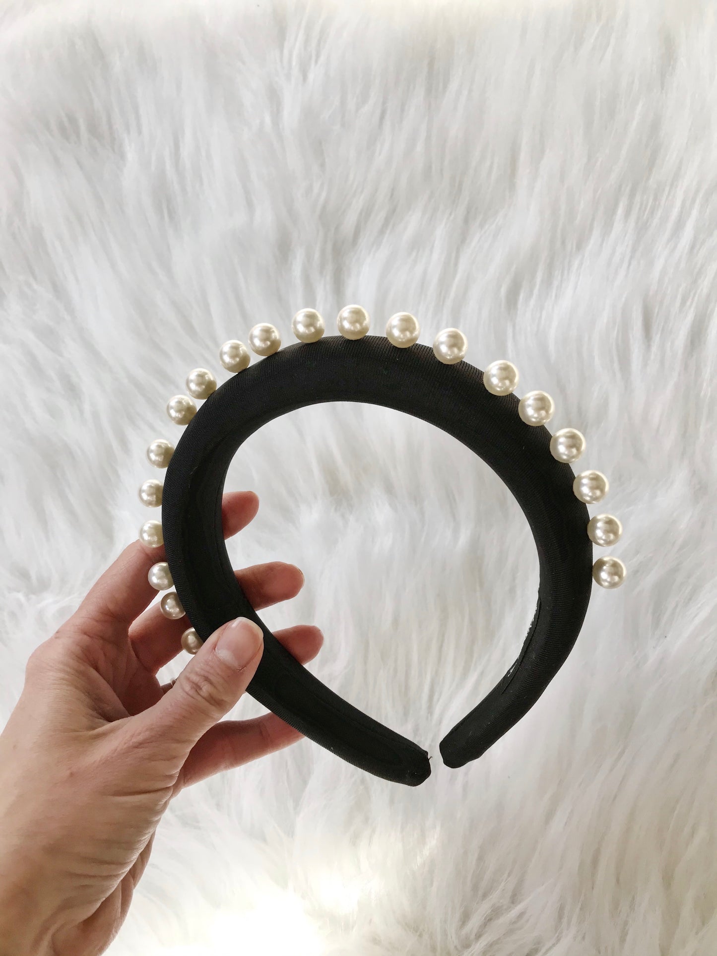 Black Headband with Pearls