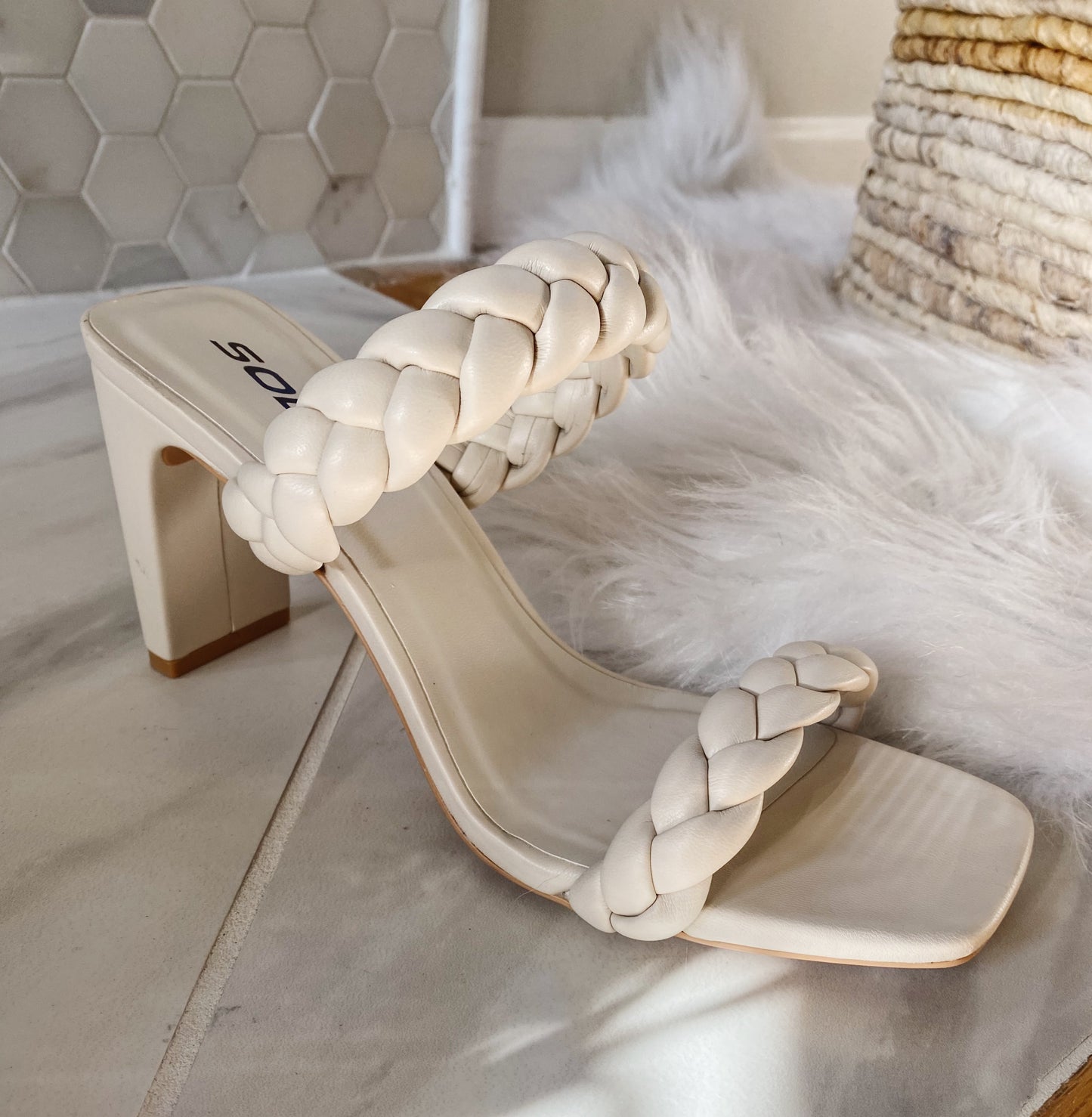 Bone Braided Strappy Sandal