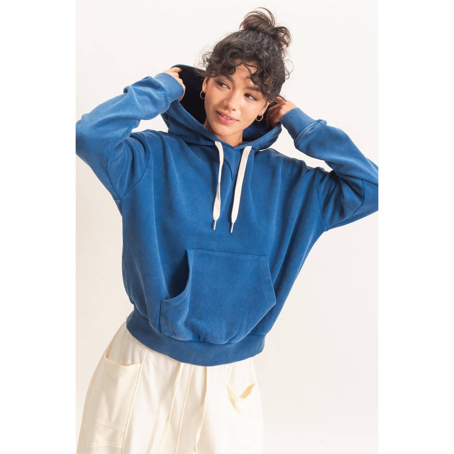 Navy Acid Wash Hoodie