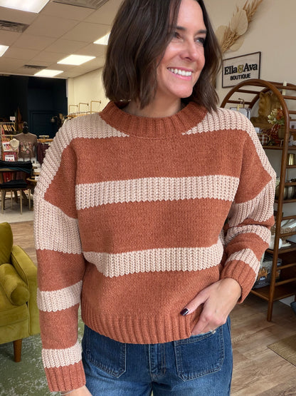 Plush Striped Pullover Sweater