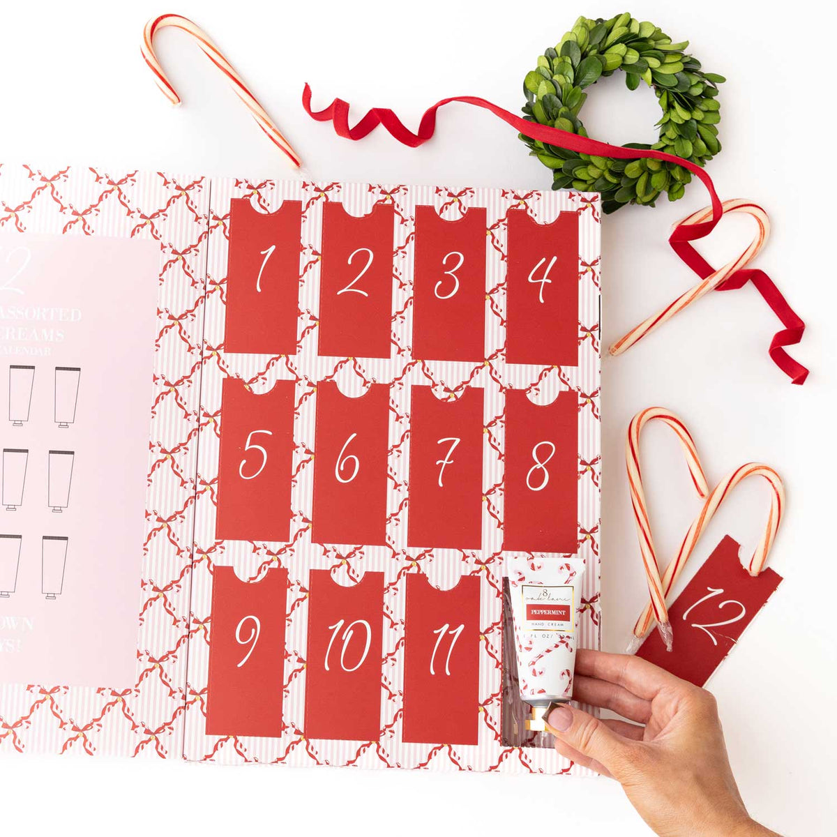 Peppermint Toile 12-Day Hand Cream Advent Calendar