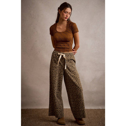 Brown Floral Pattern Textured Top