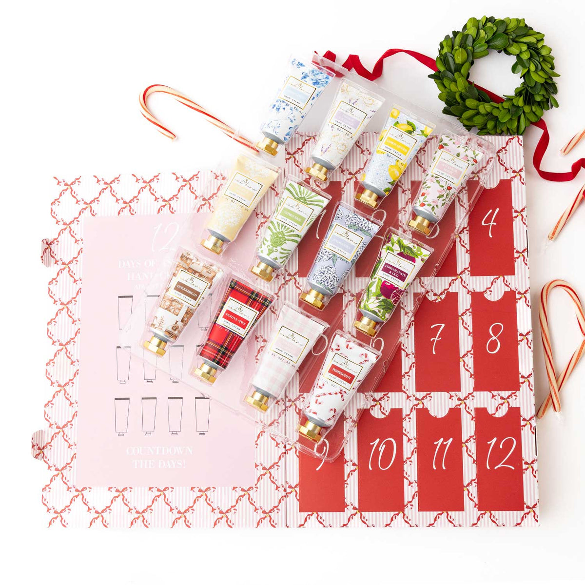 Peppermint Toile 12-Day Hand Cream Advent Calendar
