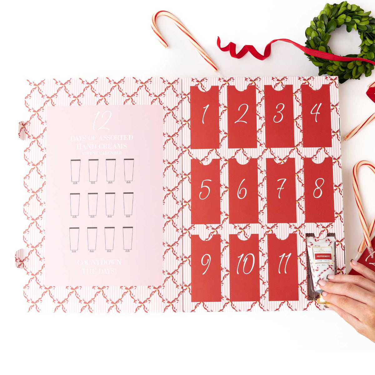 Peppermint Toile 12-Day Hand Cream Advent Calendar