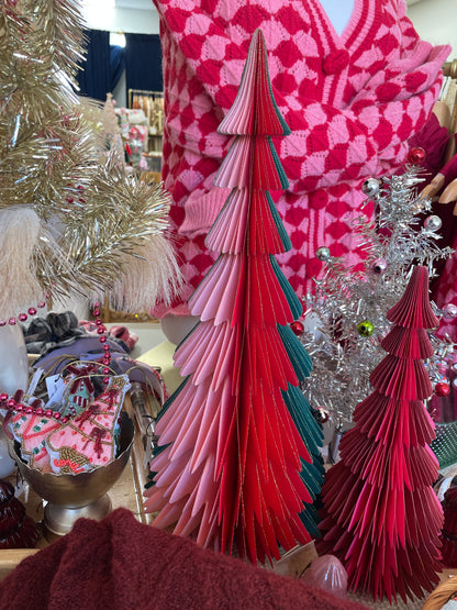 18” Handmade Folding Honeycomb Tree with Gold glitter Edge