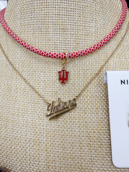 Indiana University Minimalist Cord Charm Necklace