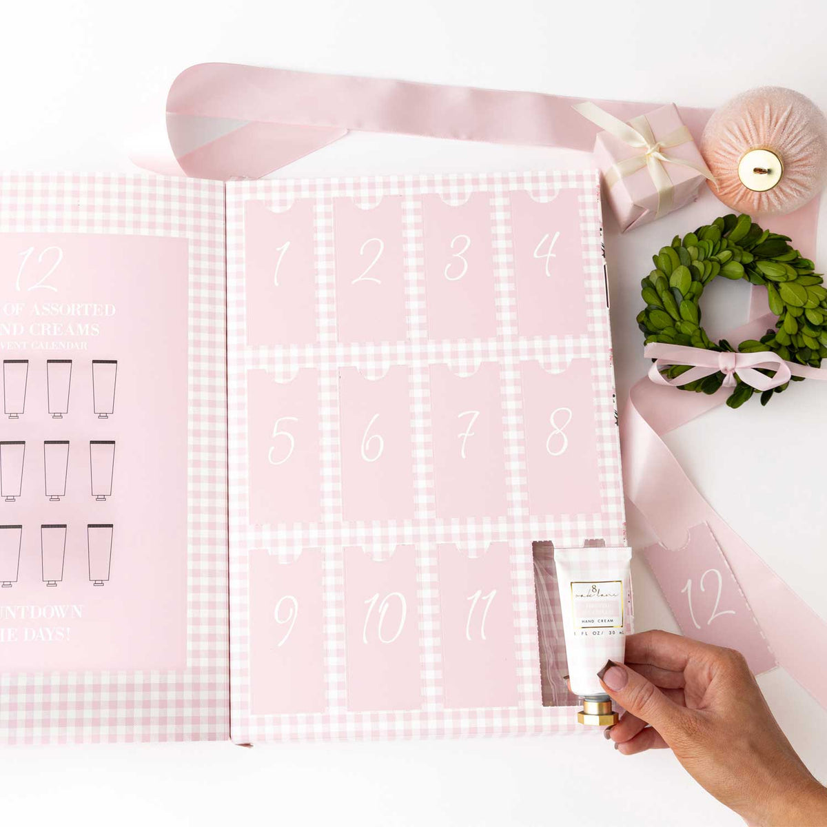 Sugarplum Gingham 12-Day Hand Cream Advent Calendar