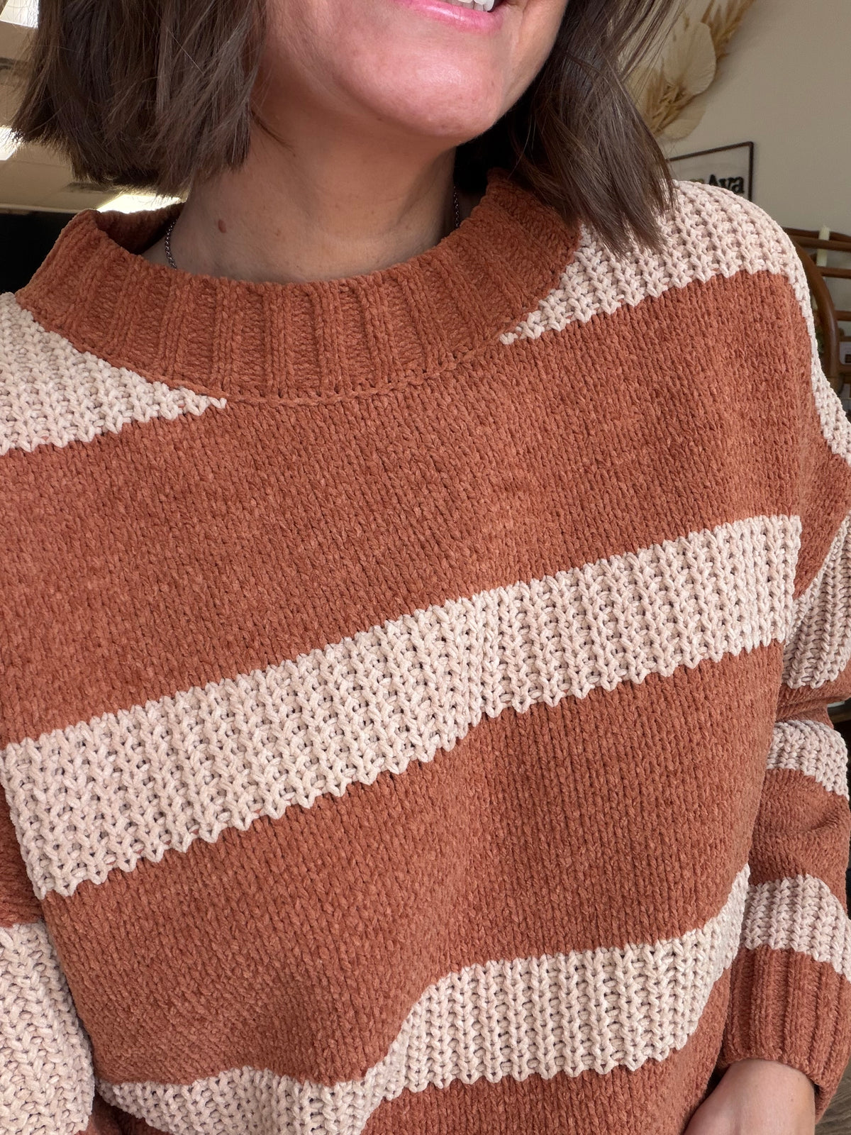 Plush Striped Pullover Sweater