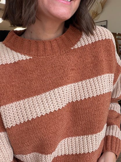 Plush Striped Pullover Sweater