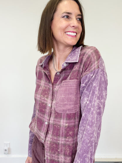 Dusty Lavender Color Block Flannel