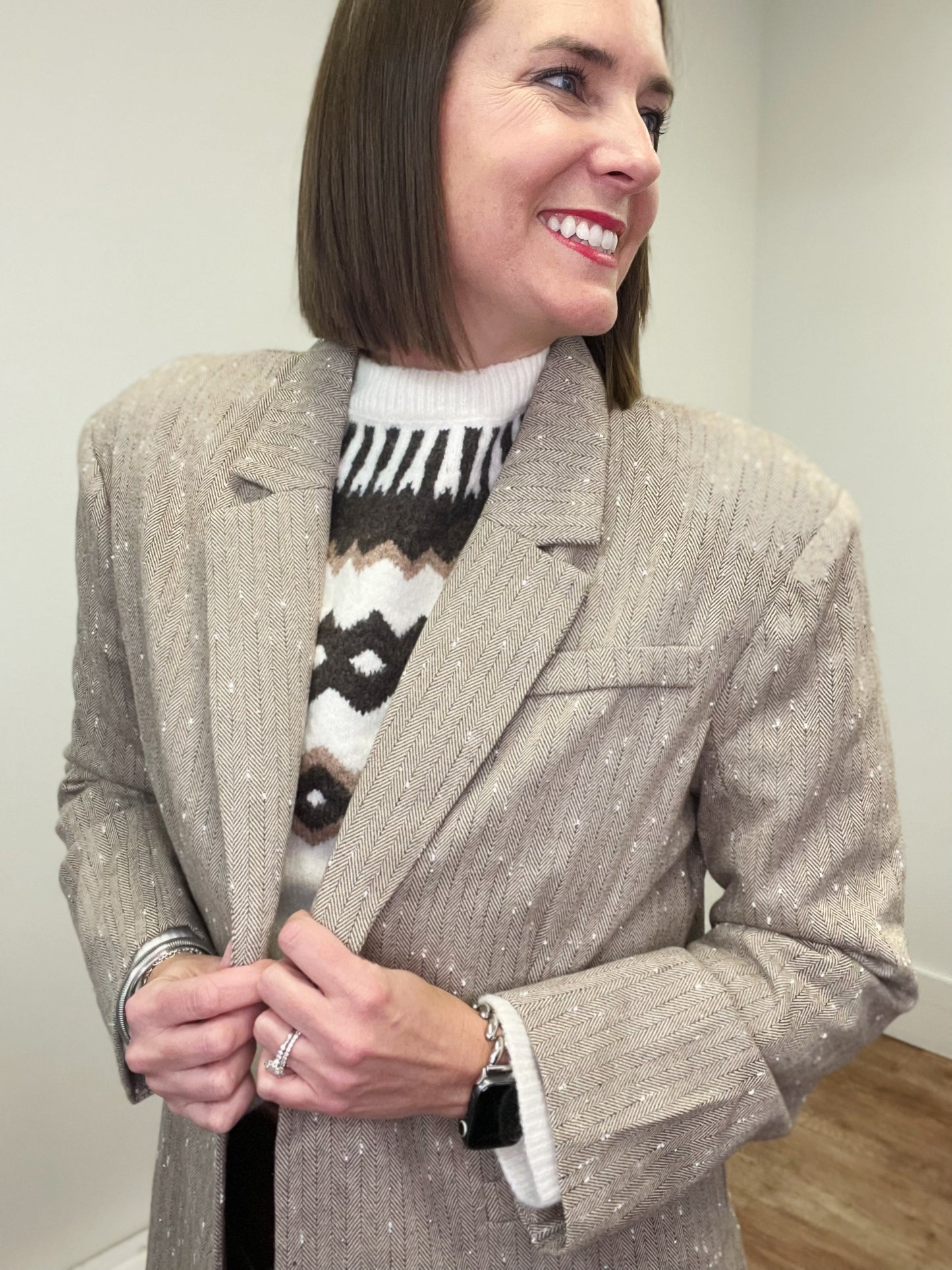 Sand Sparkle Oversized Blazer