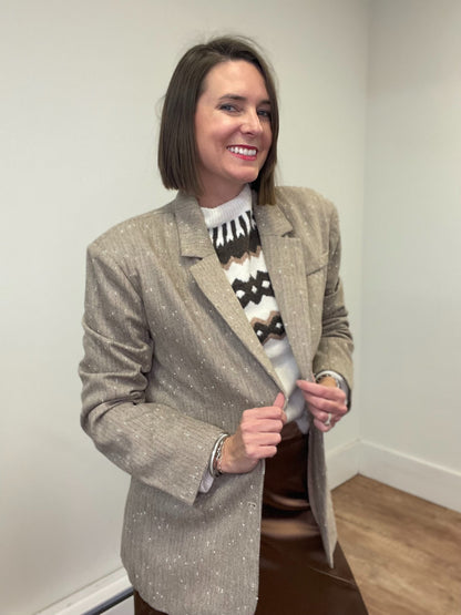 Sand Sparkle Oversized Blazer