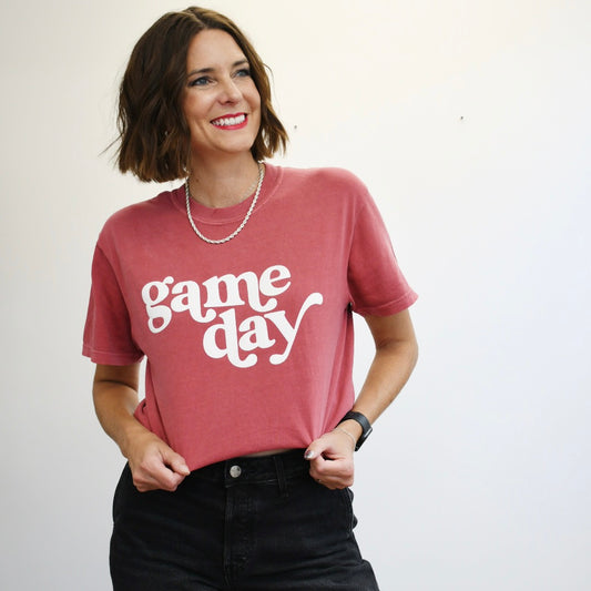 Red Game Day Puff Print Tshirt