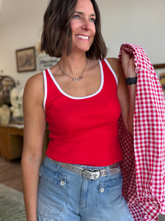 Free People Moxie Tank in High Risk Red