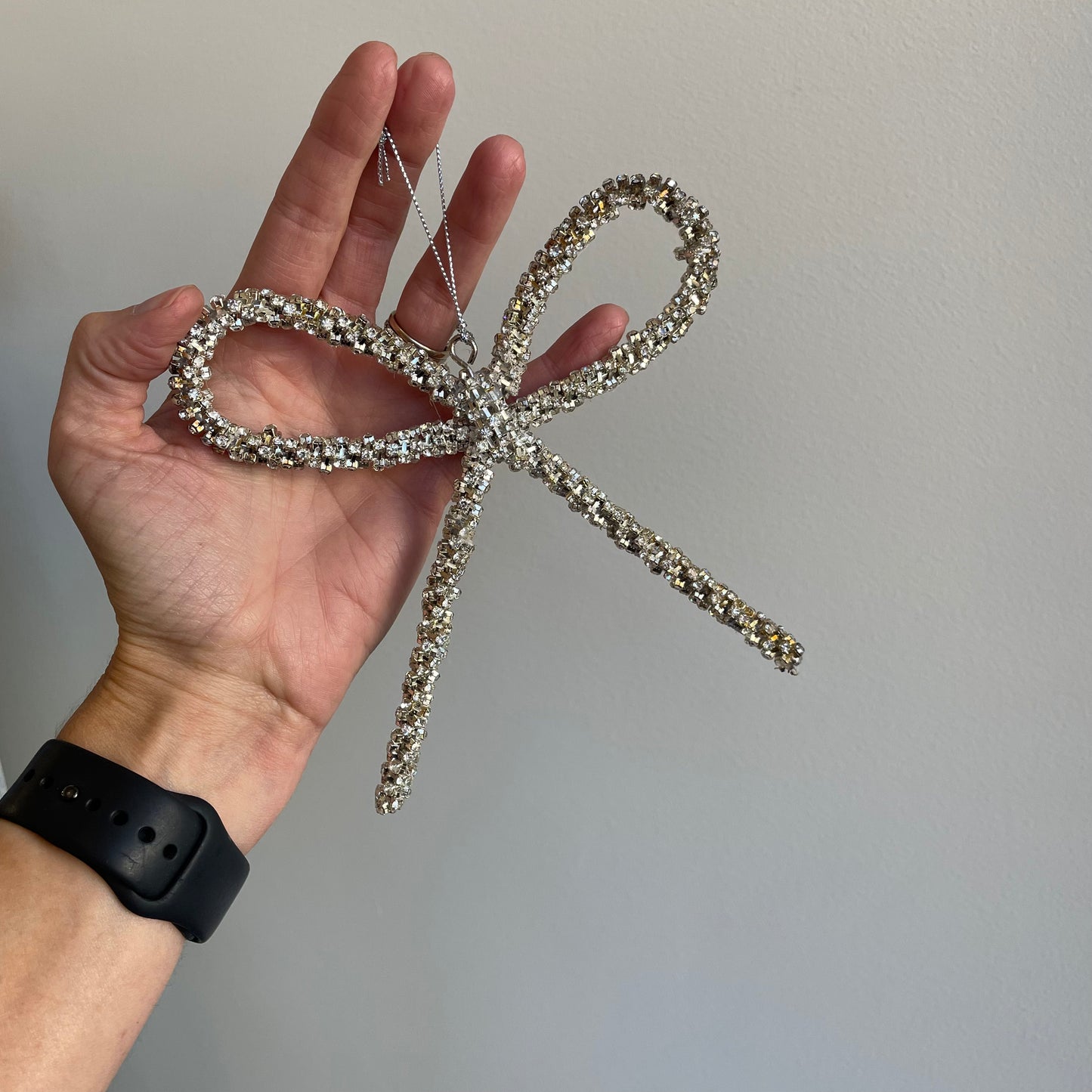 5-1/2" Metal Rhinestone Bow Ornament
