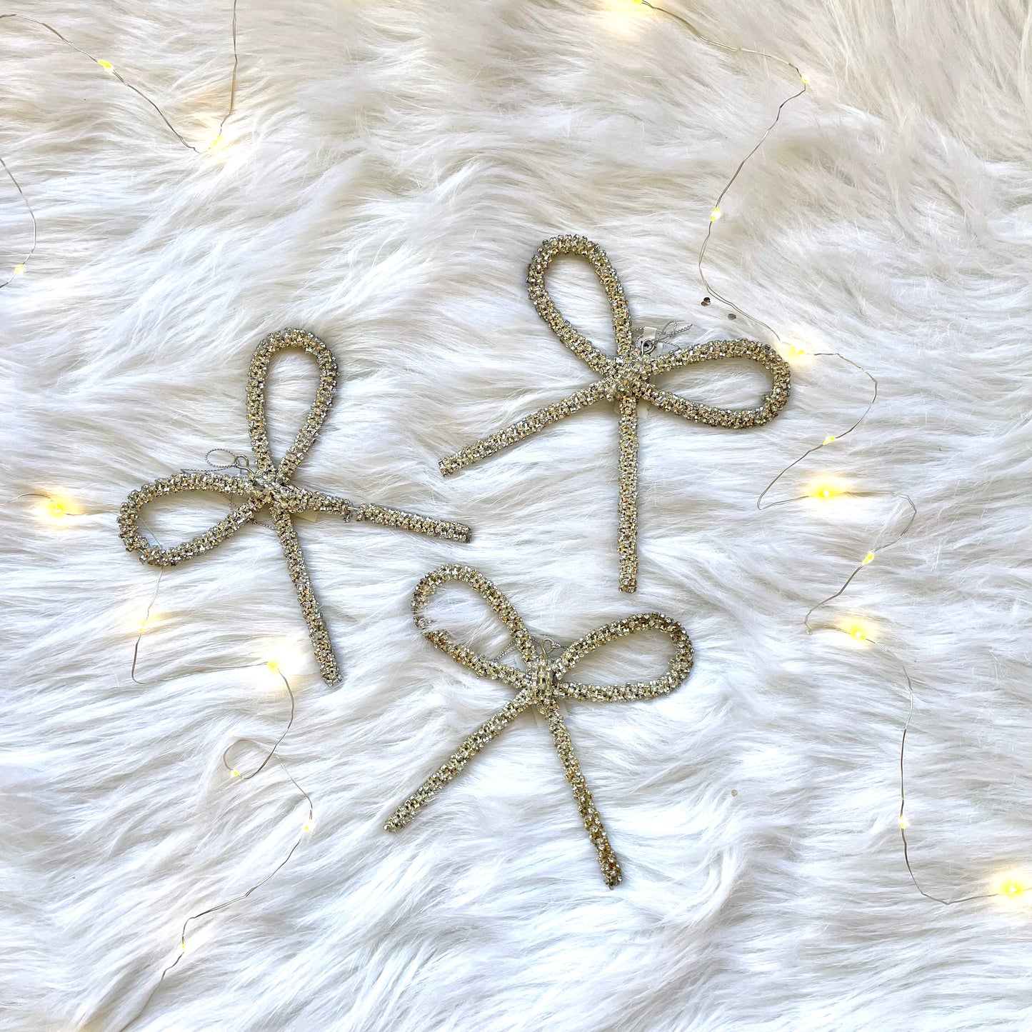5-1/2" Metal Rhinestone Bow Ornament