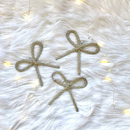 5-1/2" Metal Rhinestone Bow Ornament