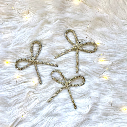 5-1/2" Metal Rhinestone Bow Ornament