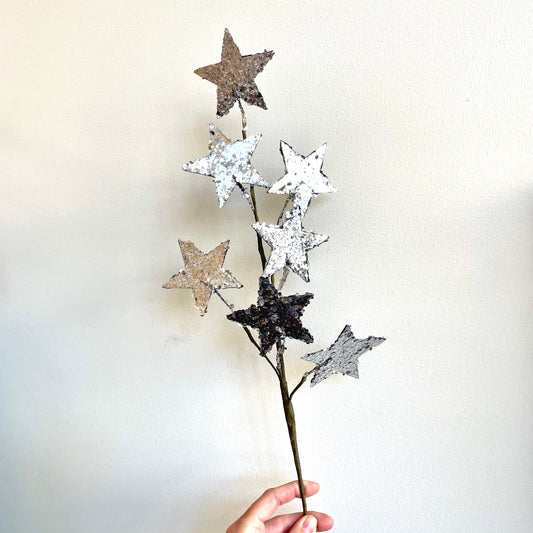 22" Paper Star Spray, Silver Glitter Finish