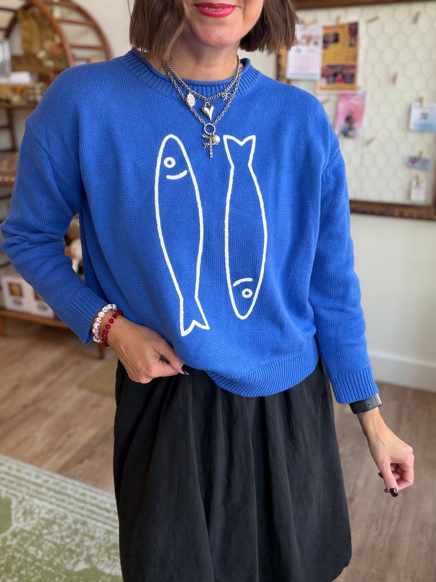 Oversized Graphic Knit Sweater