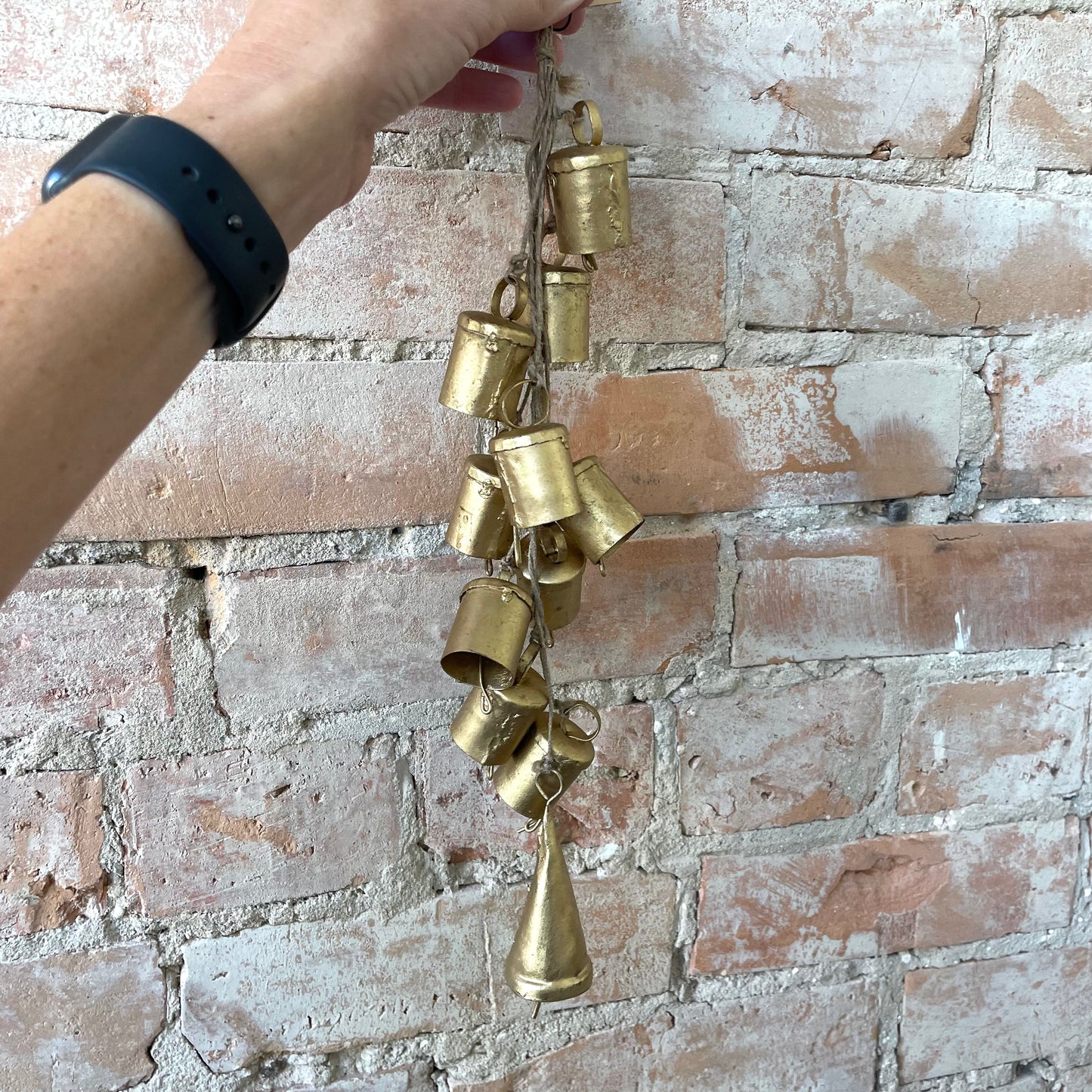 Handmade Hanging Metal Bells on Jute Rope