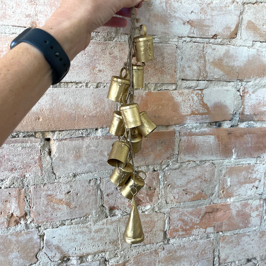 Handmade Hanging Metal Bells on Jute Rope