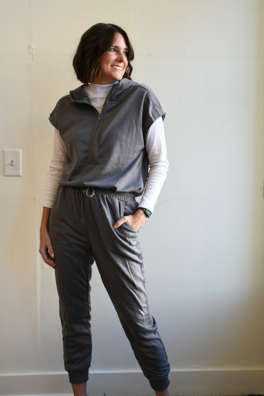 Charcoal Jumpsuit with Hoodie
