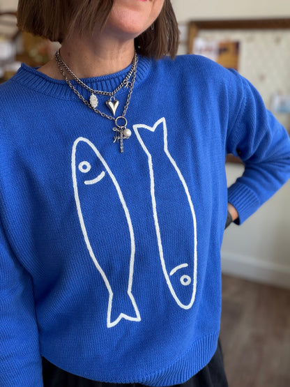 Oversized Graphic Knit Sweater