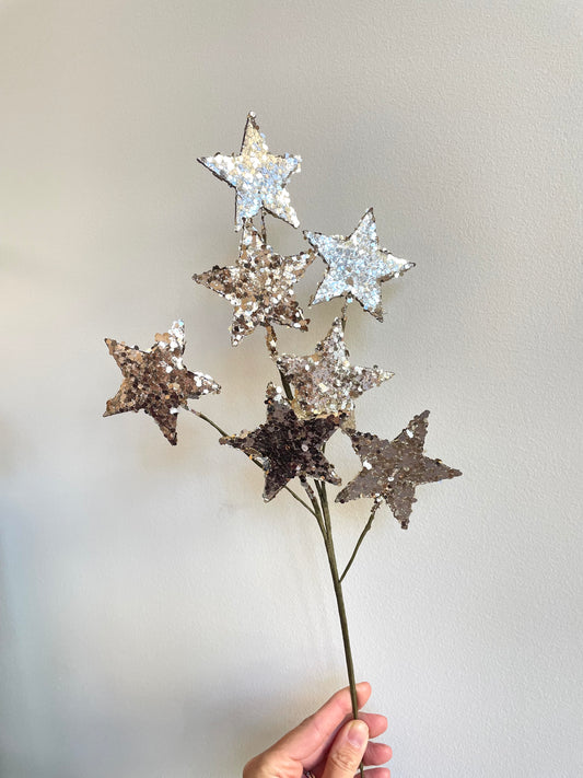 22" Paper Star Spray, Gold Glitter Finish