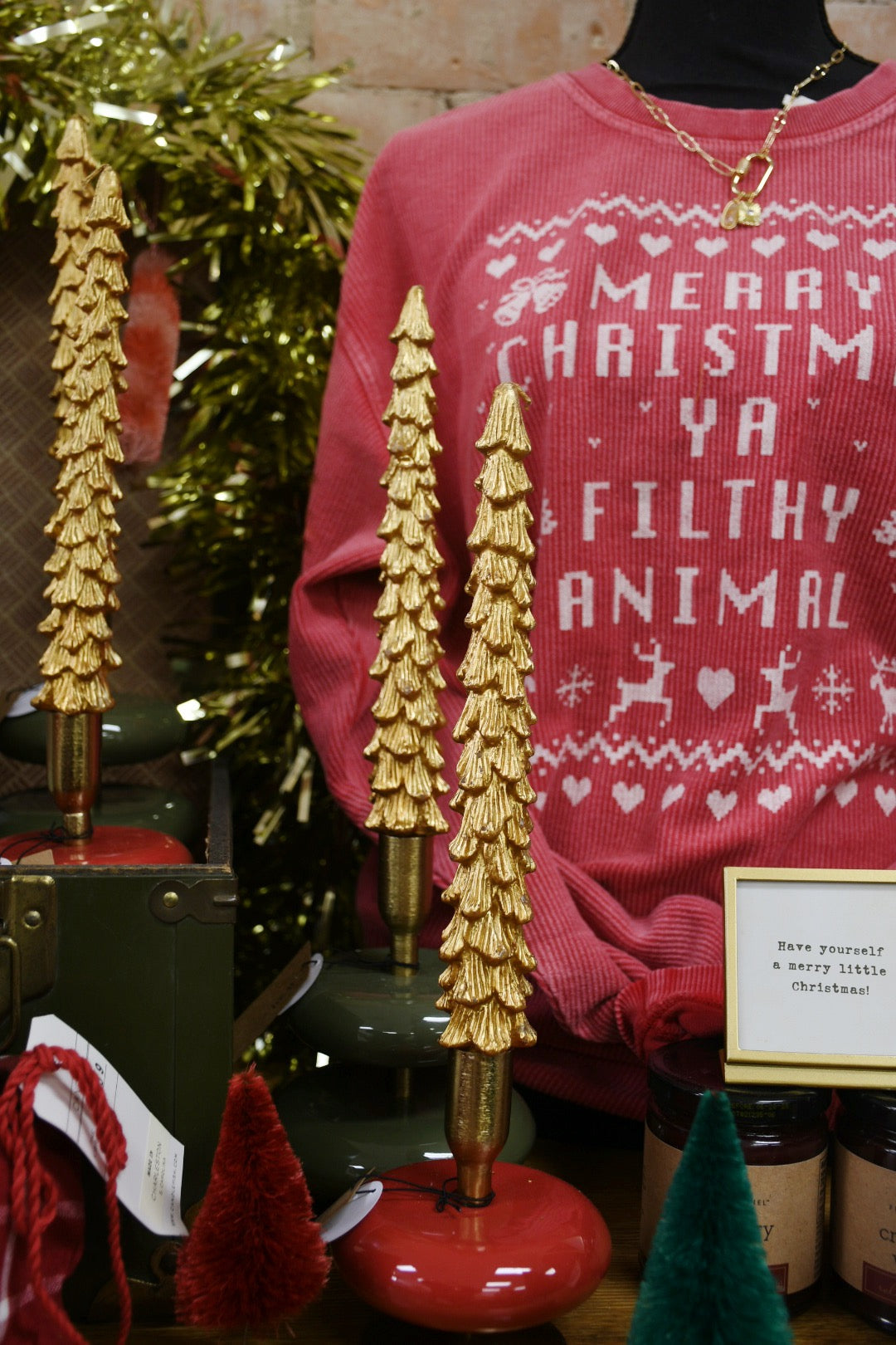 Gold Unscented Tree Shaped Taper Candles, Set of 2