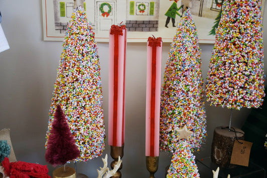 Unscented Package Shaped Taper Candles in Box, Pink & Red