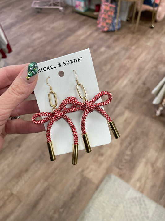 Red and White Simone Cord Earrings