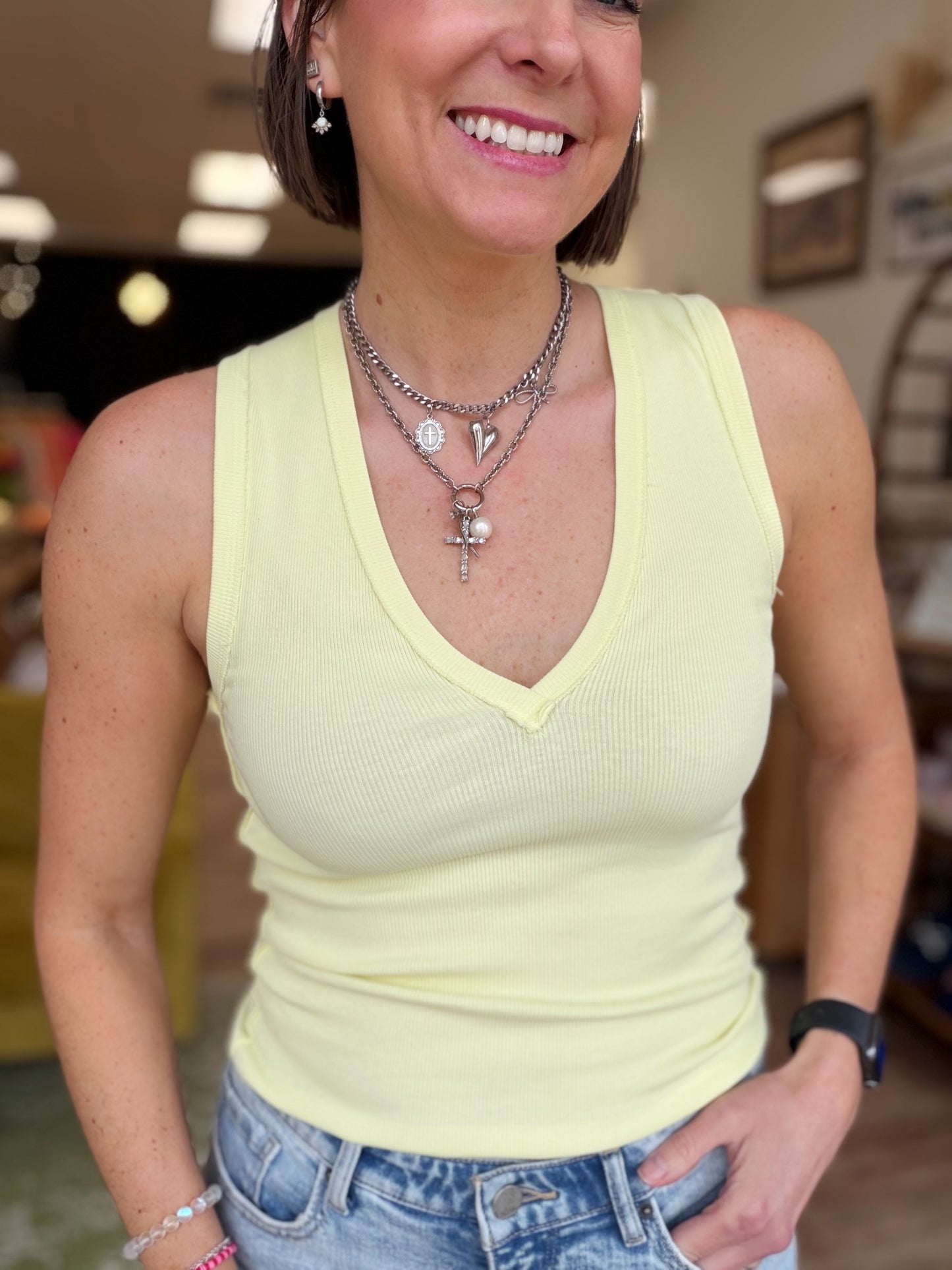 Free People Neria Tank in Lemon Water