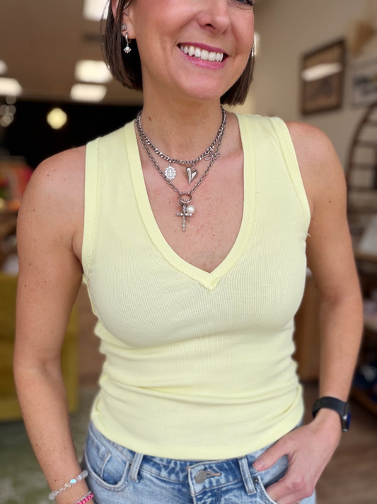 Free People Neria Tank in Lemon Water